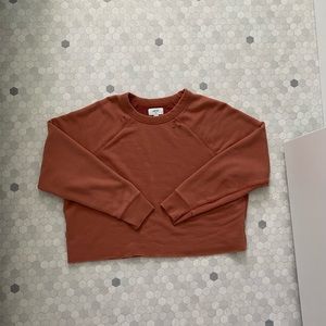 Aerie Distressed Burnt Orange Cropped Sweatshirt